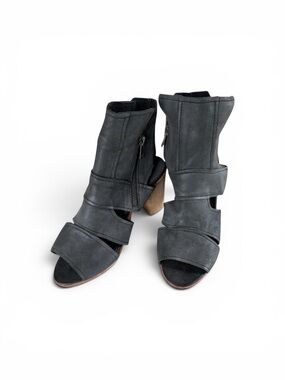 Free People Effie Charcoal Heeled Leather Booties